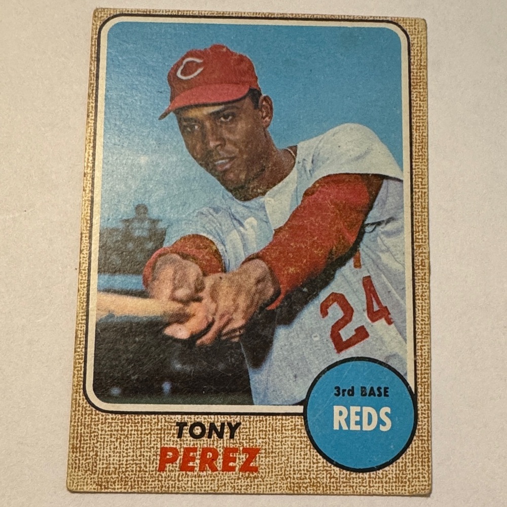 1968 #130 Tony Perez Vintage Baseball Card with Red and White Jersey